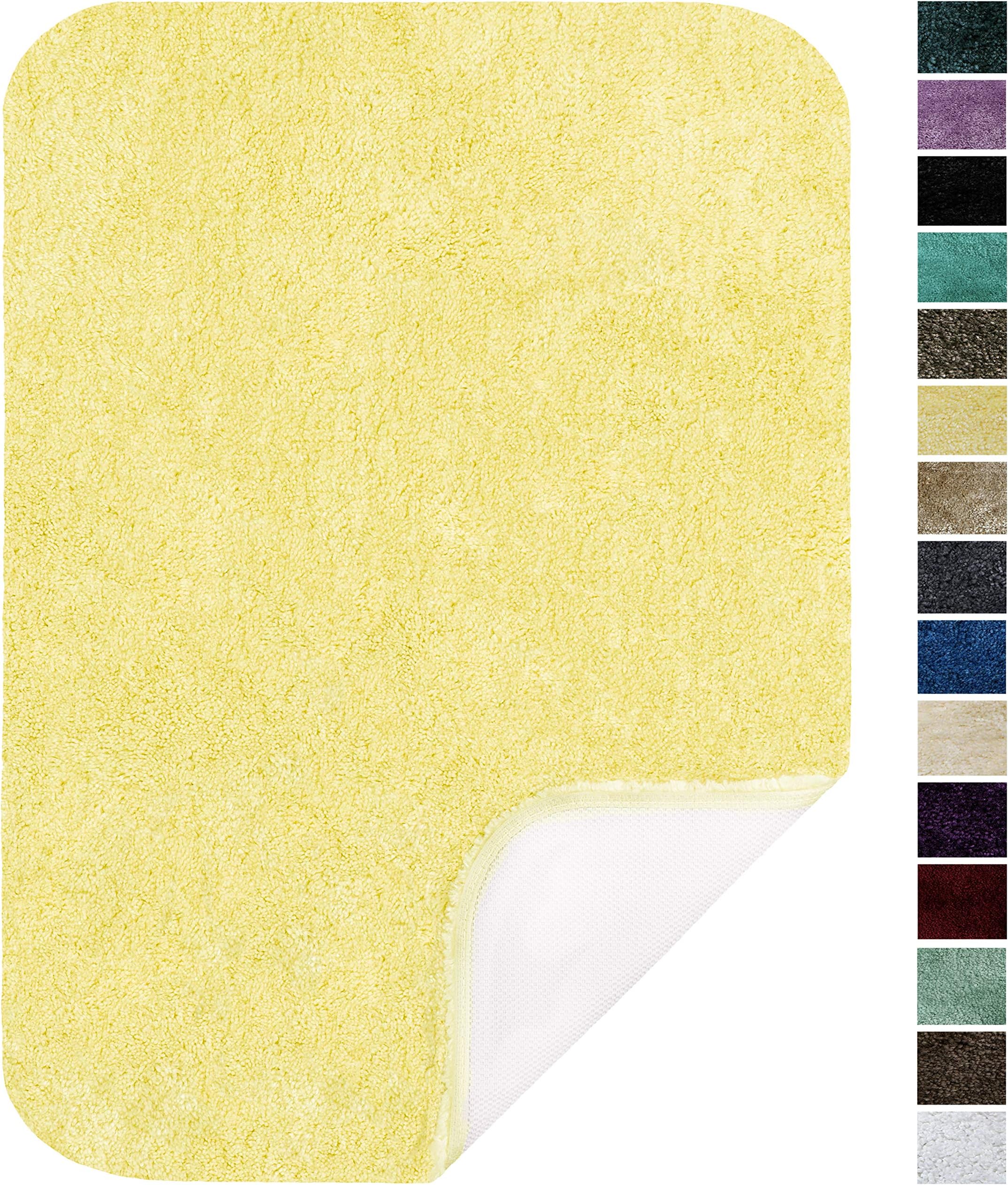 Maples Rugs ColorSoft Non Slip Washable & Quick Dry Soft Bathroom Rugs [Made in USA], 20" x 34", Lemon Ice