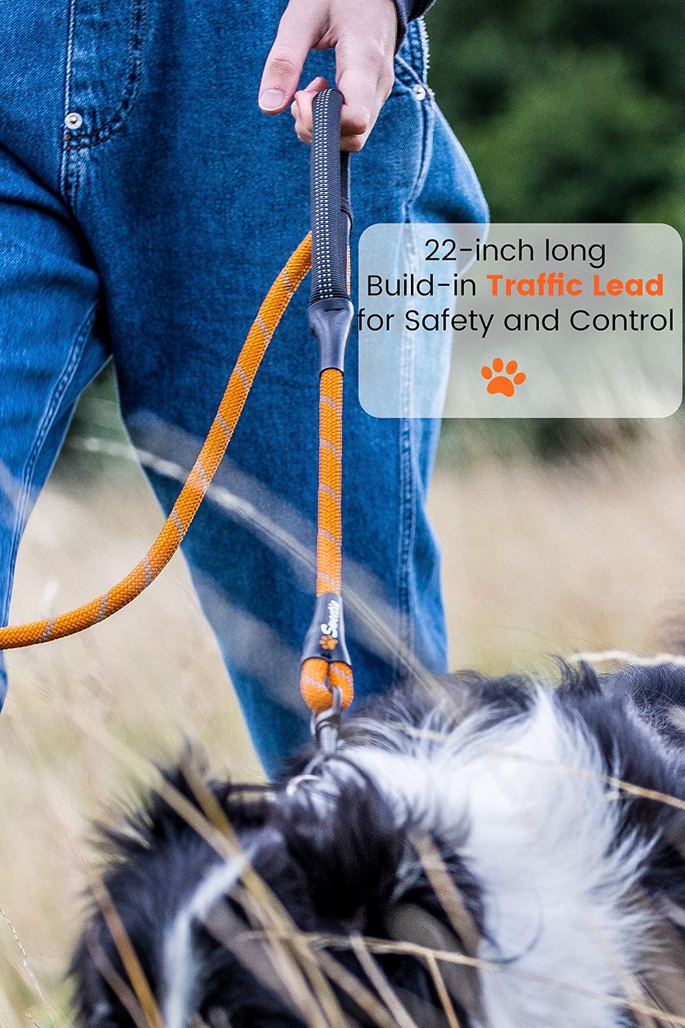 Sweetie Rope Dog Lead, Innovative Design with Two Padded Handles, Reflective Stitching & O-Ring - Image 5