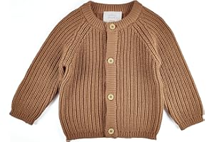 Stellou & friends 100% Cotton Chunky Ribbed Knitted Cardigan for Boys & Girls Ages 0-6 Years