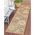 Liora Manne Carmel Indoor/Outdoor Power Loomed Synthetic Blend Low Profile Area Rug - Transitional Coastal Seashell Decorativ