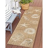 Liora Manne Carmel Indoor/Outdoor Power Loomed Synthetic Blend Low Profile Area Rug - Transitional Coastal Seashell Decorativ