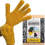 Temple Spring Exfoliating Glove Mustard Yellow Carbonized Bamboo Bath Sponge