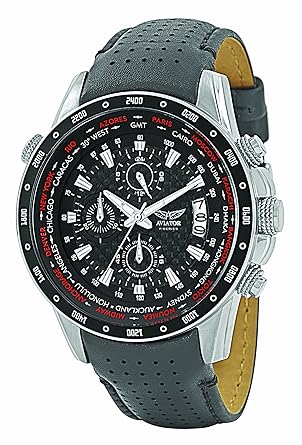 Aviator Chronograph Wrist Watch s for Men Leather Strap Stainless Steel Wristwatch Waterproof Carbon Fibre Dial Colour Sport and Casual Comfortable