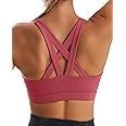 RUNNING GIRL Sports Bra for Women, Criss-Cross Back Padded Strappy Sports Bras Medium Support Yoga Bra with Removable Cups