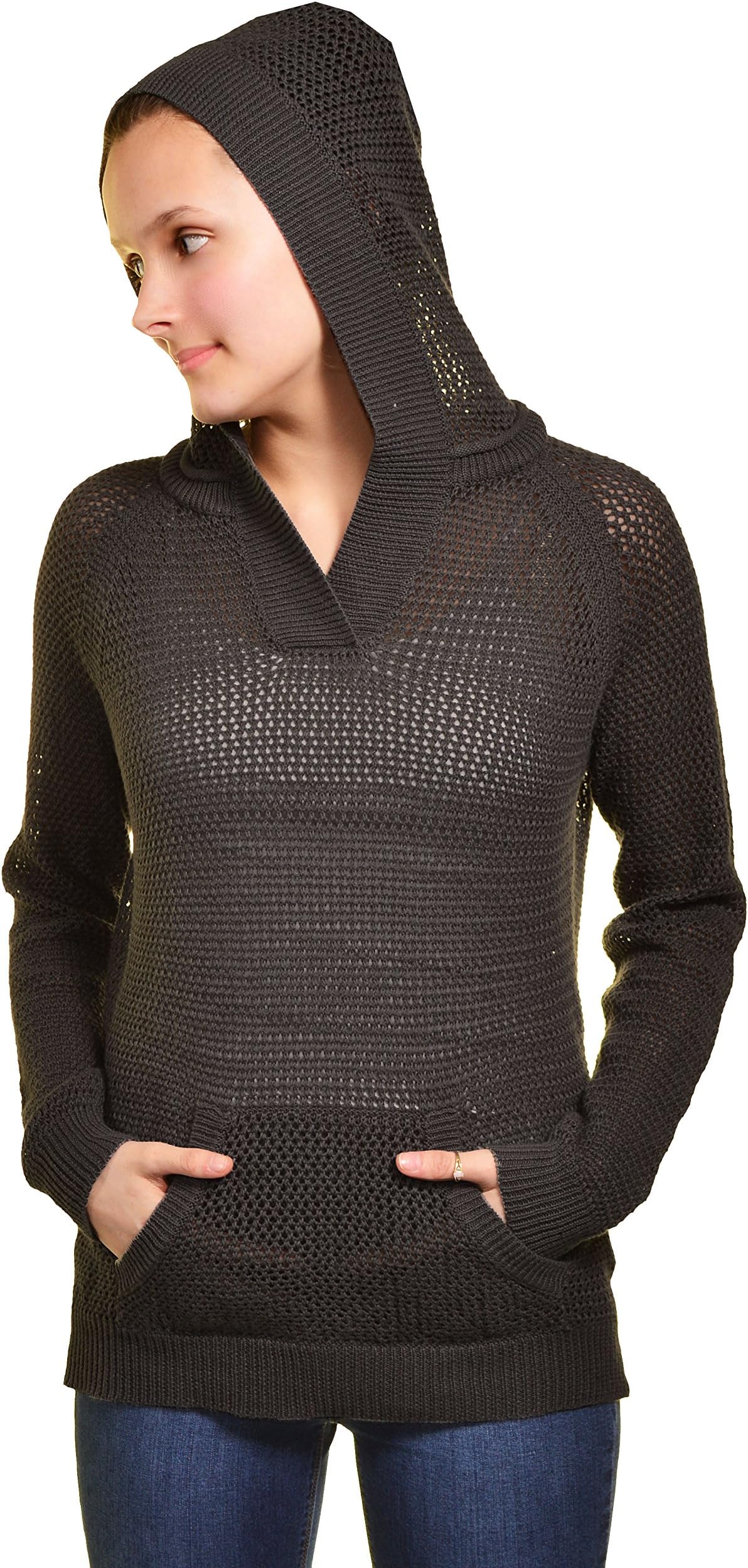 Shirt 469 Mesh Stitch Pullover Hooded Sweater