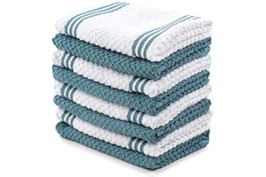 Sticky Toffee Cotton Terry Dishcloth, Blue, 8 Pack, 12 in x 12 in