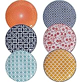 LEHAHA Ceramic Appetizer Plates Set of 6, Small Dessert Plates 6 inch, Colorful Round Salad Plate, Porcelain Serving Dishes for Cake, Waffle, Bread, Microwave & Dishwasher Safe