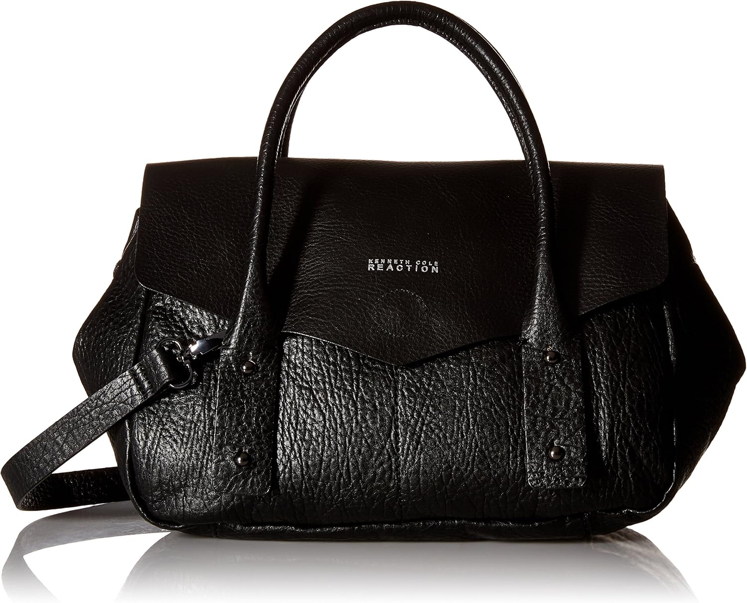 Cole Reaction Cargo Satchel, Black/Black/Silver Handbags