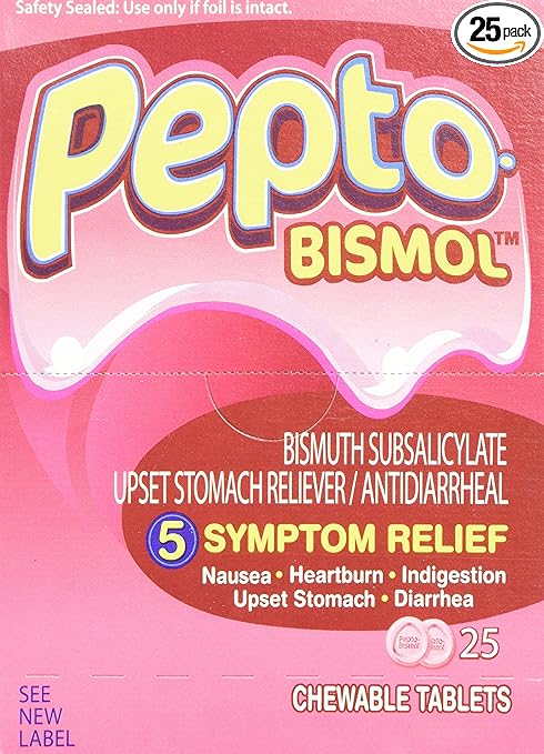 Pepto-Bismol BXPB25 Tablets, Two-Pack, 25 Packs/Box