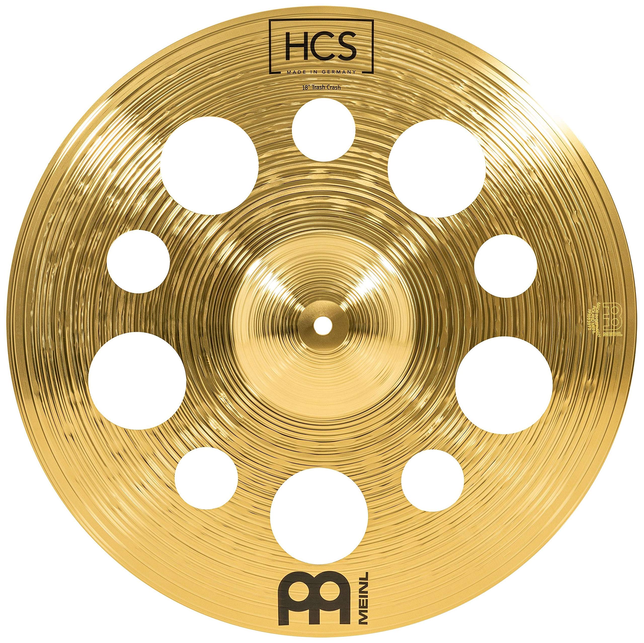 Meinl Cymbals HCS Trash Crash Cymbal 18 inch (Video) with holes for Drum Set (45,72cm) Traditional Finish Brass, Made In Germany (HCS18TRC)