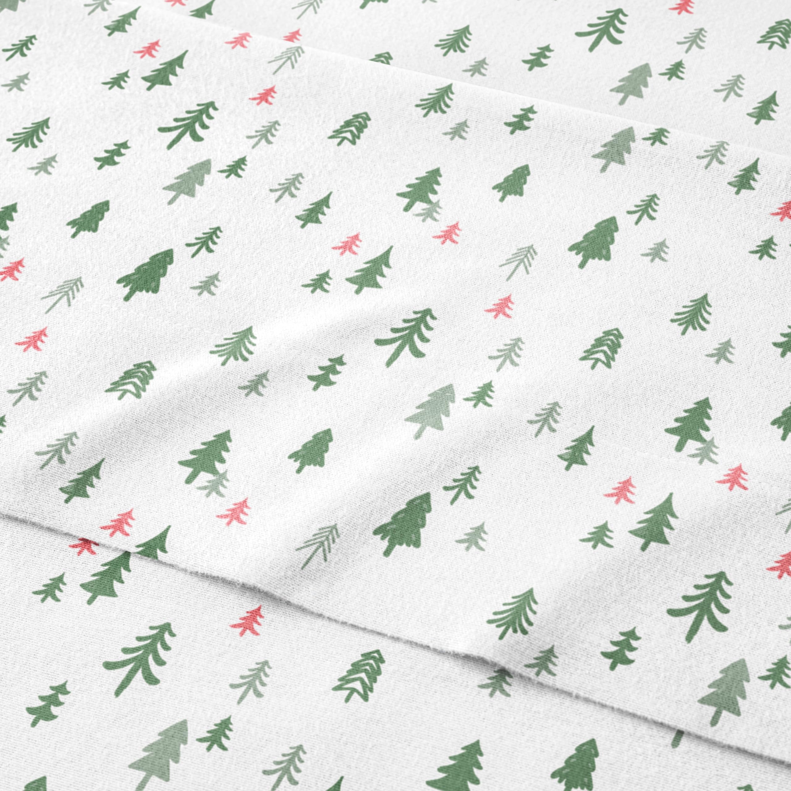 Photo 1 of Flannel Christmas Sheets - 100% Cotton Flannel Sheet Set - Queen Size - Soft, Comfy & Cozy - Thick Warm Heavyweight Winter Bed Set - Deep Pocket Holiday Bedding for Women, Men & Kids - Christmas Trees