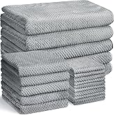 Mixweer 20 Pcs Bath Towel and Washcloths Set for Bathroom Includes 5 Bath Towels 5 Hand Towels 10 Washcloths, Soft Coral Velvet Absorbent Quick Dry for Sports Shower Hotel Spa(Light Gray)