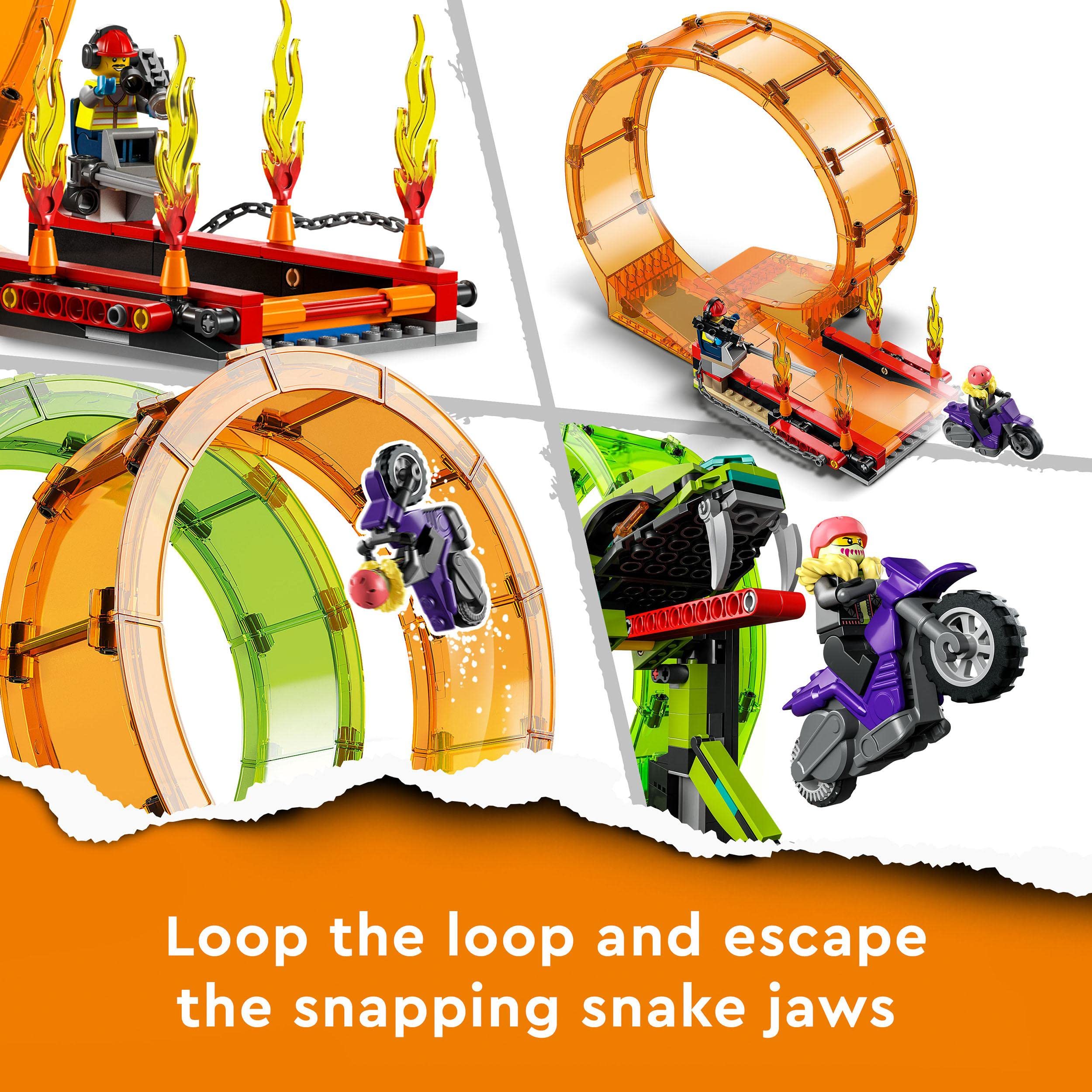 LEGO 60339 City Stuntz Stuntshow-Doppellooping Set, inkl. Rampe, Monstertruck, 2X Motorrad und 7 Minifiguren, Spielzeug für Kinder ab 7 Jahre 5