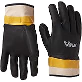 Galeton Viper Double Coated PVC Gloves Safety Cuff Black (Pack of 12) 7110,Large