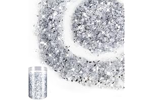 HUOIQIUE 2.2 Pounds Crushed Glass Glitter for Crafts, Resin Art,3-6mm Irregular Sprinkles Glitter Shiny Sequins Flakes for Art DIY Jewelry Making,Decoration,Vase Filler(Mirror)