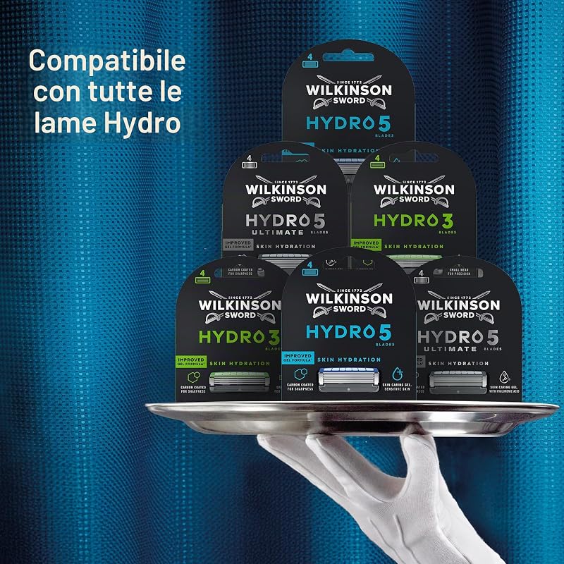 Hydro 5, rasoio uomo, confezione da 4 ricariche