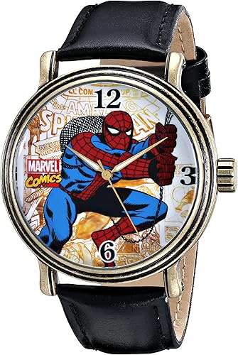 Amazon Com Marvel Men S W001763 Spider Man Analog Quartz Black Watch Watches