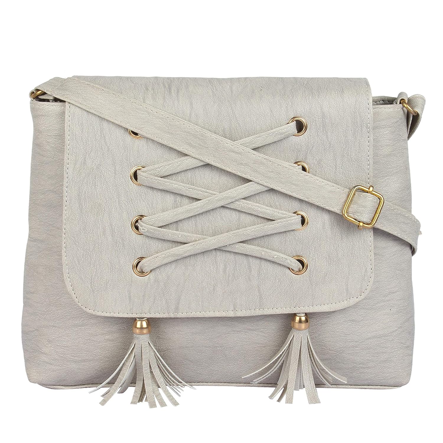 beets collection women's pu sling bag/side bag for girls/women (silver) colour