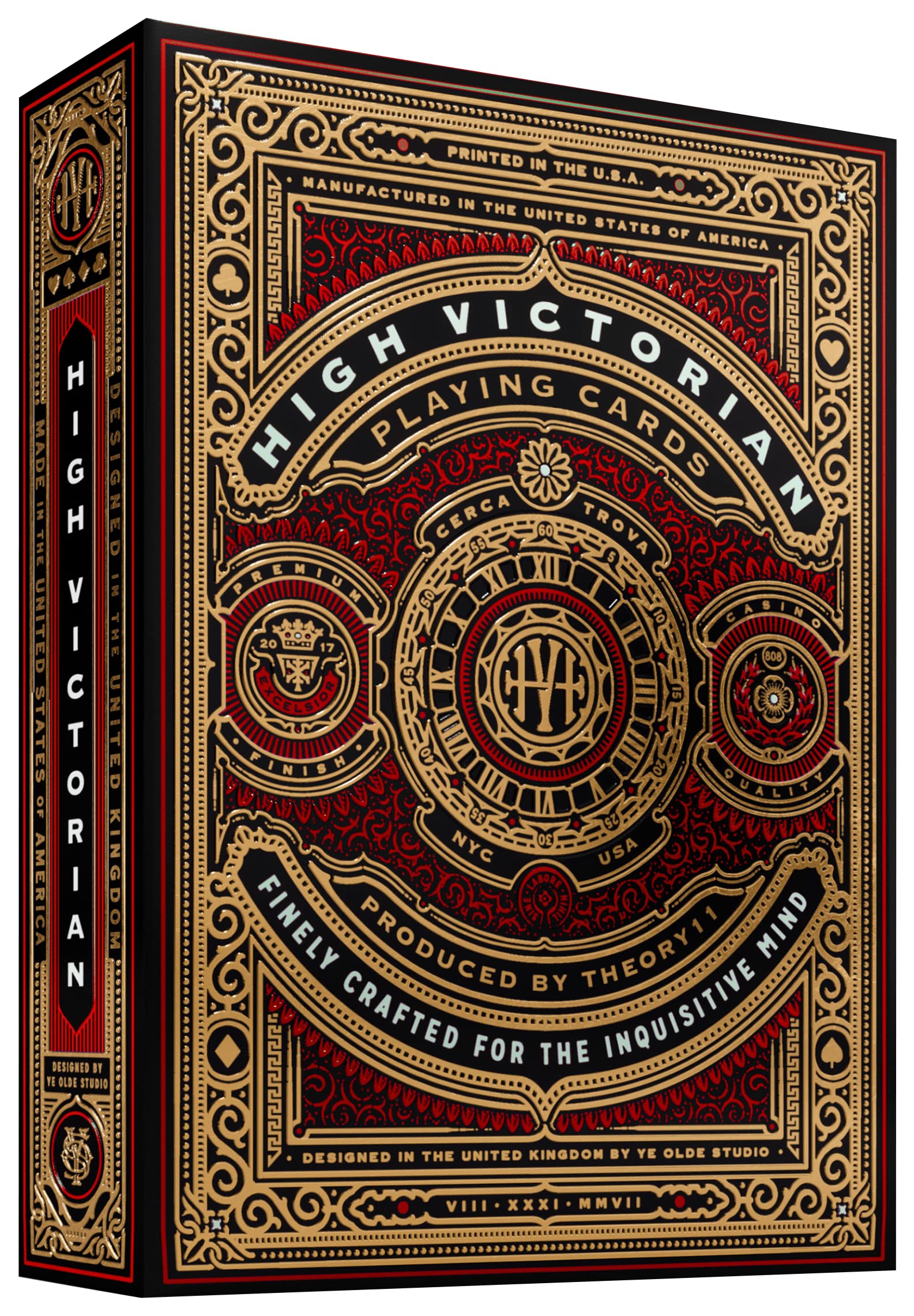 Hgh Victorian Theory 11 High Victorian Red Premium Poker Card Deck for Collections, Adult Unisex, Red and Gold
