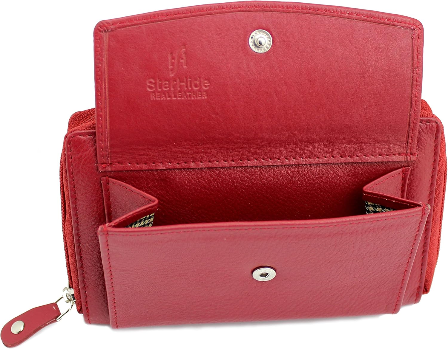 STARHIDE Women RFID Blocking Real Leather Full Zip Around Purse 5520 (Red), 17cm x 11cm x 3.5cm - Image 3