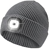 Etsfmoa Unisex Hat with Light,Winter Knitted Lighted Beanie for Men and Women,Rechargeable LED Cap