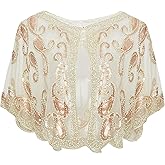 BABEYOND 1920s Shawl Wraps Sequin Beaded Evening Cape Bridal Shawl Bolero Flapper Cover Up