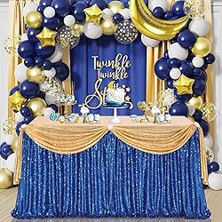 9ft Royal Blue Table Skirts for rectangle Sequin