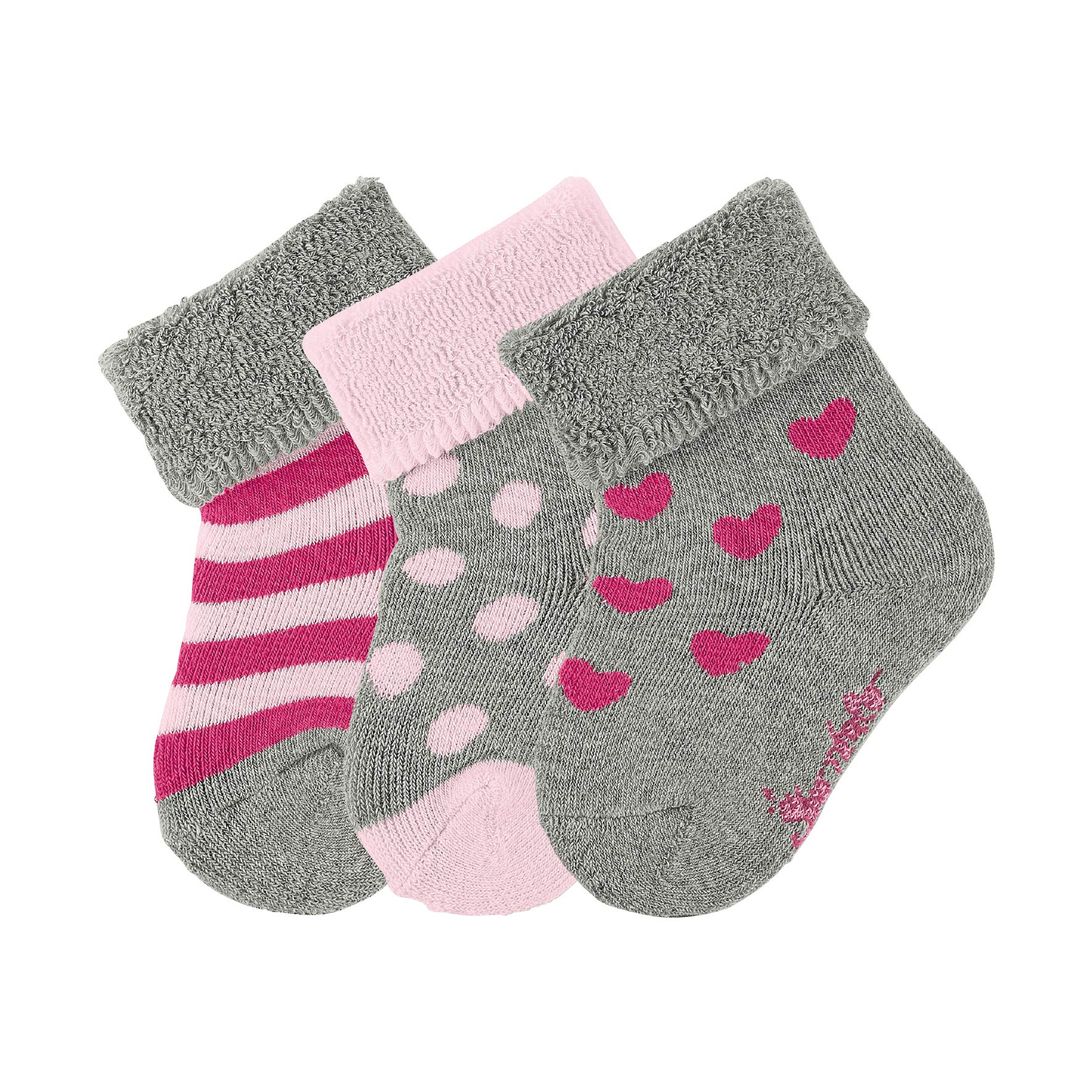 Sterntaler Baby Girls Baby Socks, 3-Pack, Size: 1, Silver Socks, Grey (Silber Melange 542), 3-6 Months (Manufacturer Size: 16)