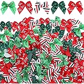 Syhood 150 Pcs Winter Mini Bow Tiny Twist Tie Bow Handmade Craft Ribbon for DIY Sewing Party Decor(1 Inch,Classic)
