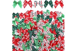 Syhood 150 Pcs Christmas Mini Bow Tiny Twist Tie Bow Handmade Craft Ribbon for DIY Sewing Party Decor(Red and Green,Classic)