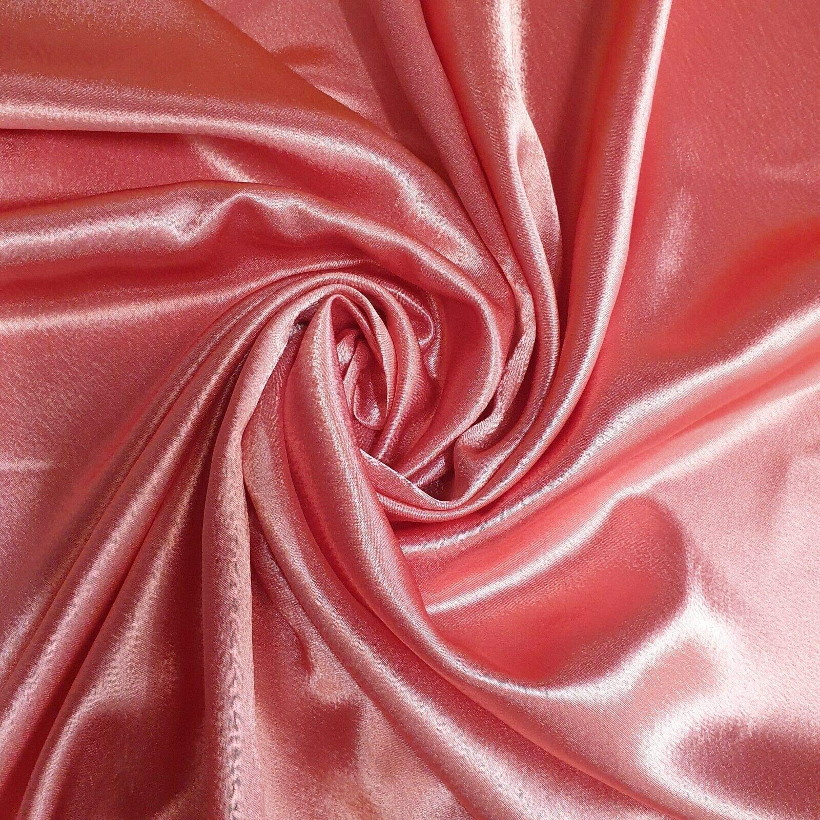 Satin Back Crepe Fabric Polyester Dress Decoration Drape Material 58" (Coral, 1 Meter) — image 1