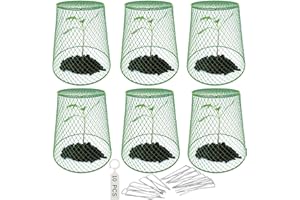 RE GOODS Chicken Wire Plant Cover – 6 Garden Cloche Baskets, Cage Protectors from Animals and Rabbits, Includes 18 Garden Stakes and 10 Waterproof Labels (Green)