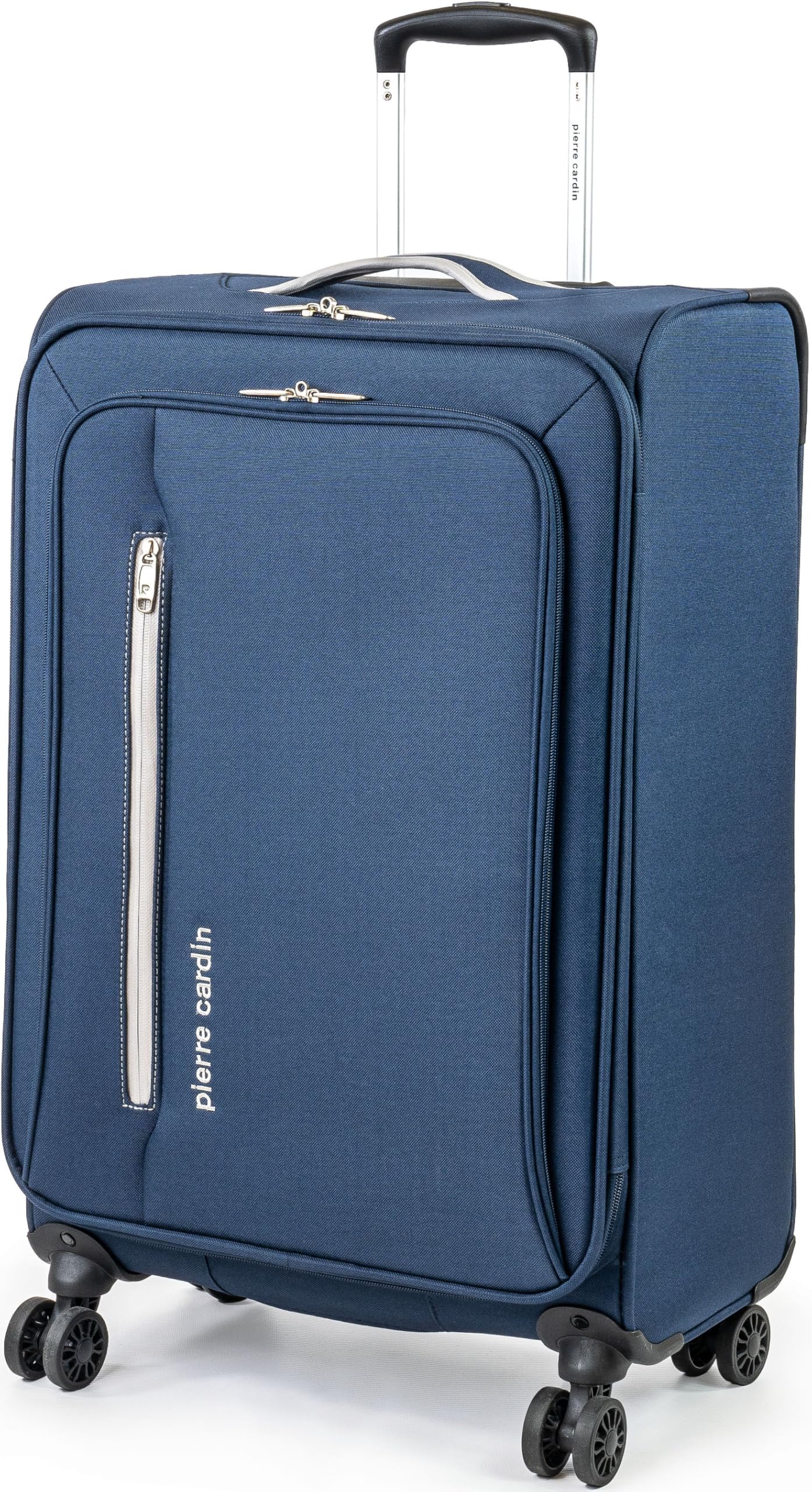 Pierre Cardin Suitcase Medium Size | Super Lightweight 69cm Soft Durable Luggage | 4 Dual Spinner Wheels | 26-Inch Hold Check-in Travel Case CL610 (Medium, Navy & Grey)