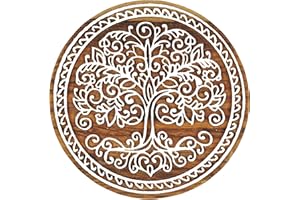 IBA Indianbeautifulart Textile Printing Block Tree of Life Hand Carved Wooden Stamp Wood Block Printing Textile Stamp for Fabric/Pottery Blocks- 6 Inches