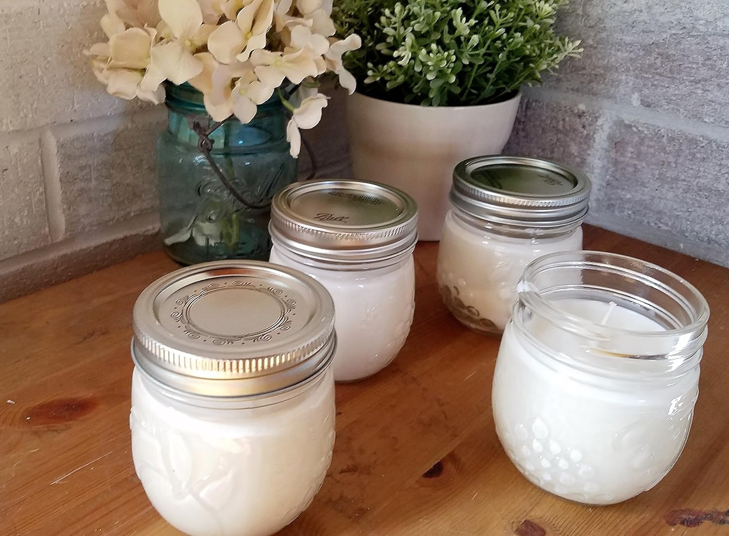 Renewed Decor Set of 4 Handmade 8oz JELLY JAR Mason Jar