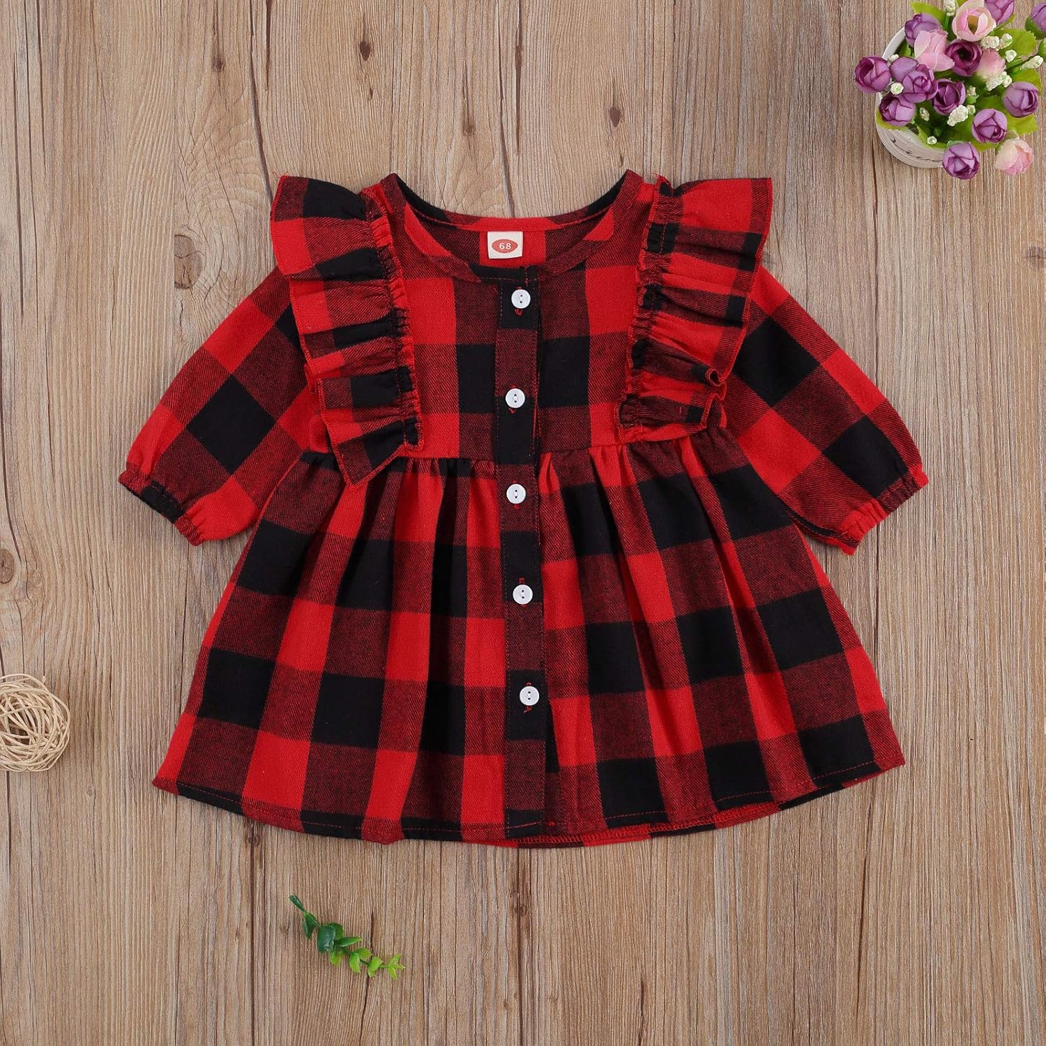 green tartan dress baby