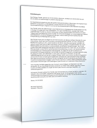 Arbeitszeugnis Sales Manager Note Eins Word Dokument Amazon De