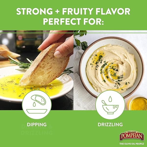 POMPEIAN SPANISH BOLD EXTRA VIRGIN OLIVE OIL, FIRST COLD PRESSED, STRONG AND FRUITY FLAVOR, PERFECT FOR DIPPING AND DRIZZLING, NATURALLY GLUTEN FREE, NON-ALLERGENIC, NON-GMO, 32 FL. OZ., SINGLE BOTTLE