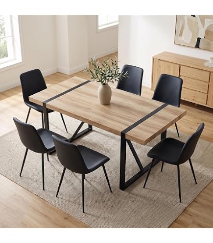 Amazon.com: MUUOKY Dining Table Set for 6, 71'' Wood Dining Table