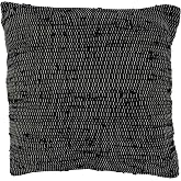 SARO LIFESTYLE Noir Collection Chindi Throw Pillow with Down Filling, 22", Black