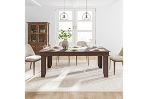 GarveeHome Farmhouse Dining Table for 6-8 People, 71" Long Brown Kitchen Tables with Wooden Sturdy Frame, 6 Ft Large Rectangular Dinner Table for Kitchen, Dining Room, Living Room