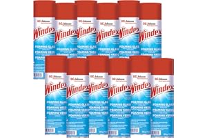 SC JOHNSON PROFESSIONAL Windex Aerosol Foaming Glass Surface Cleaner, White, 19.7 Fl Oz , 12 per Carton, (Pack of 12)