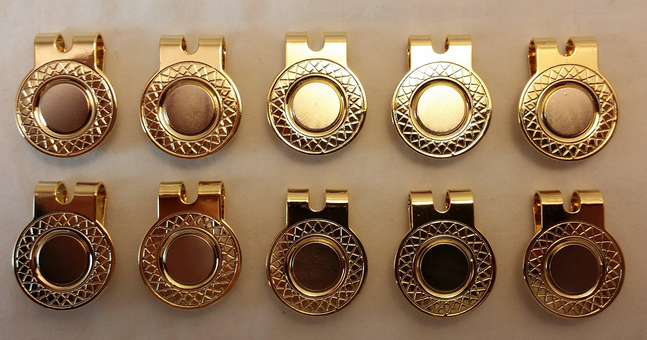 10 Gold Magnetic Hat Clips for Metal Golf Ball Markers