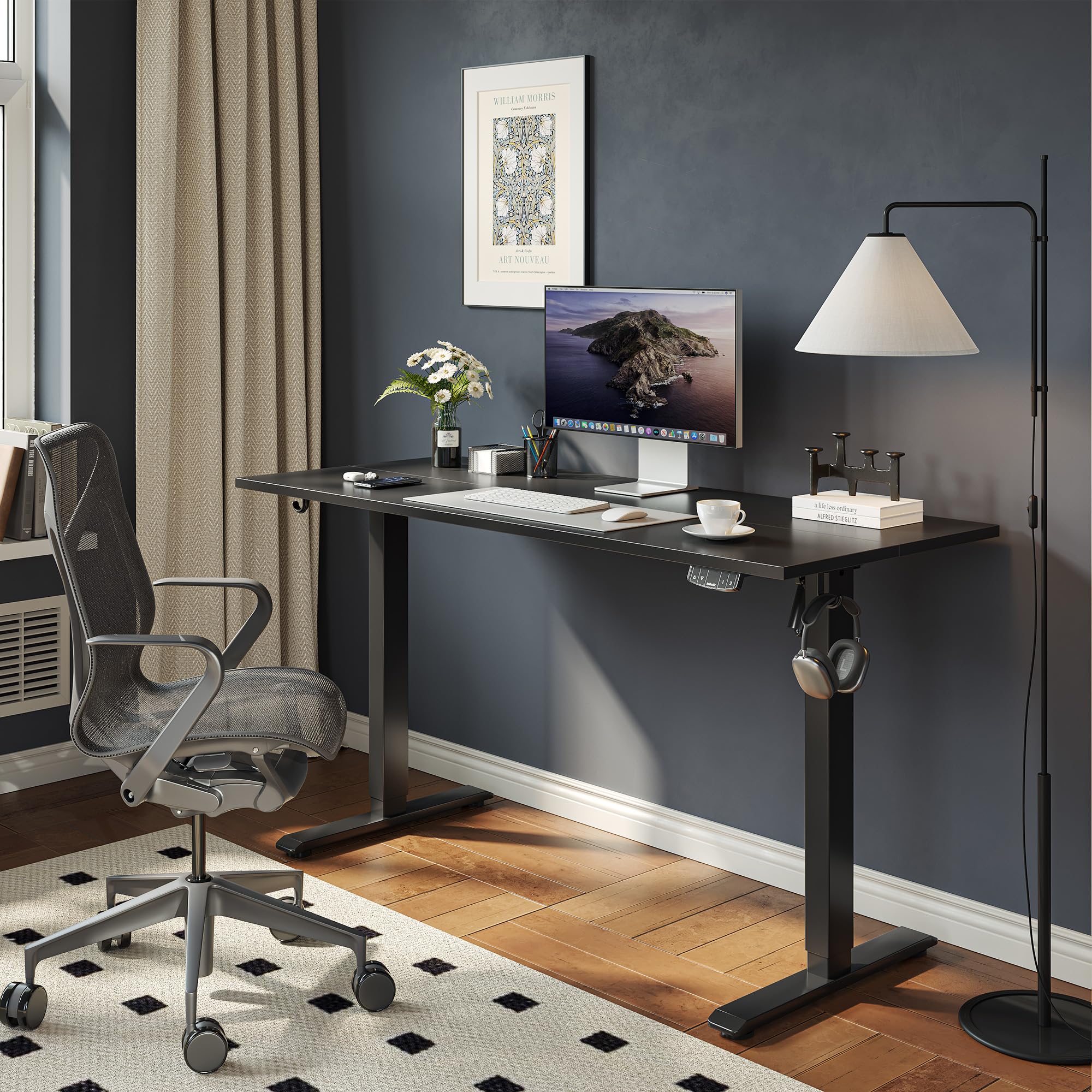 Agilestic Electric Standing Desk 40 x 24 Inches, Height Adjustable Desk, Sit Stand up for Work Office Home, Ergonomic Rising Gaming Computer Table with Memory Preset, Black