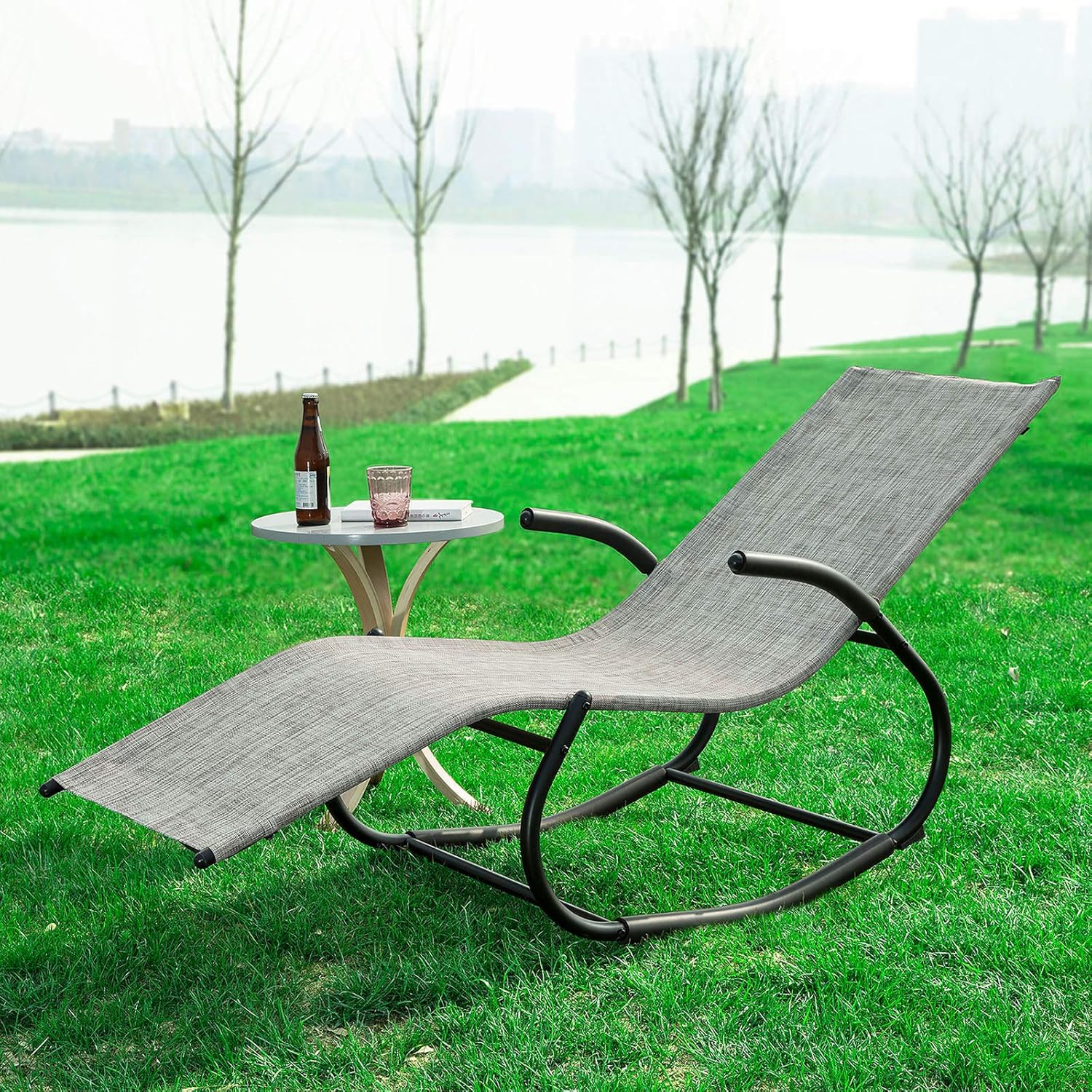 SoBuy OGS41-MS Schaukelliege Garten Sonnenliege Gartenliege Relaxstuhl