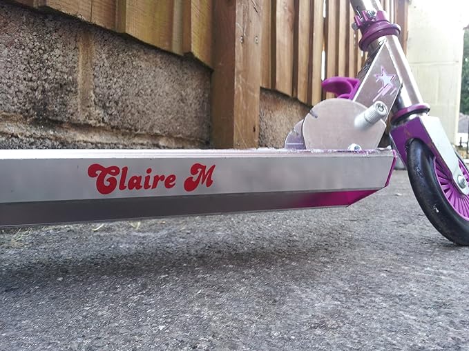 Kids Scooter Name Stickers, Quality Custom Vinyl Decals (12 Colours