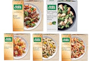 NOS Gourmet Kitchn Healthy Choice Frozen Meal, 5 Count -1 Beef Teriyaki (9.5 oz), 1 Chicken and Broccoli (9.15 oz), 1 Chicken Marinara (9.5 oz), 1 Chicken Pesto (9.9 oz), 1 Sweet and Sour Chicken (10 oz)