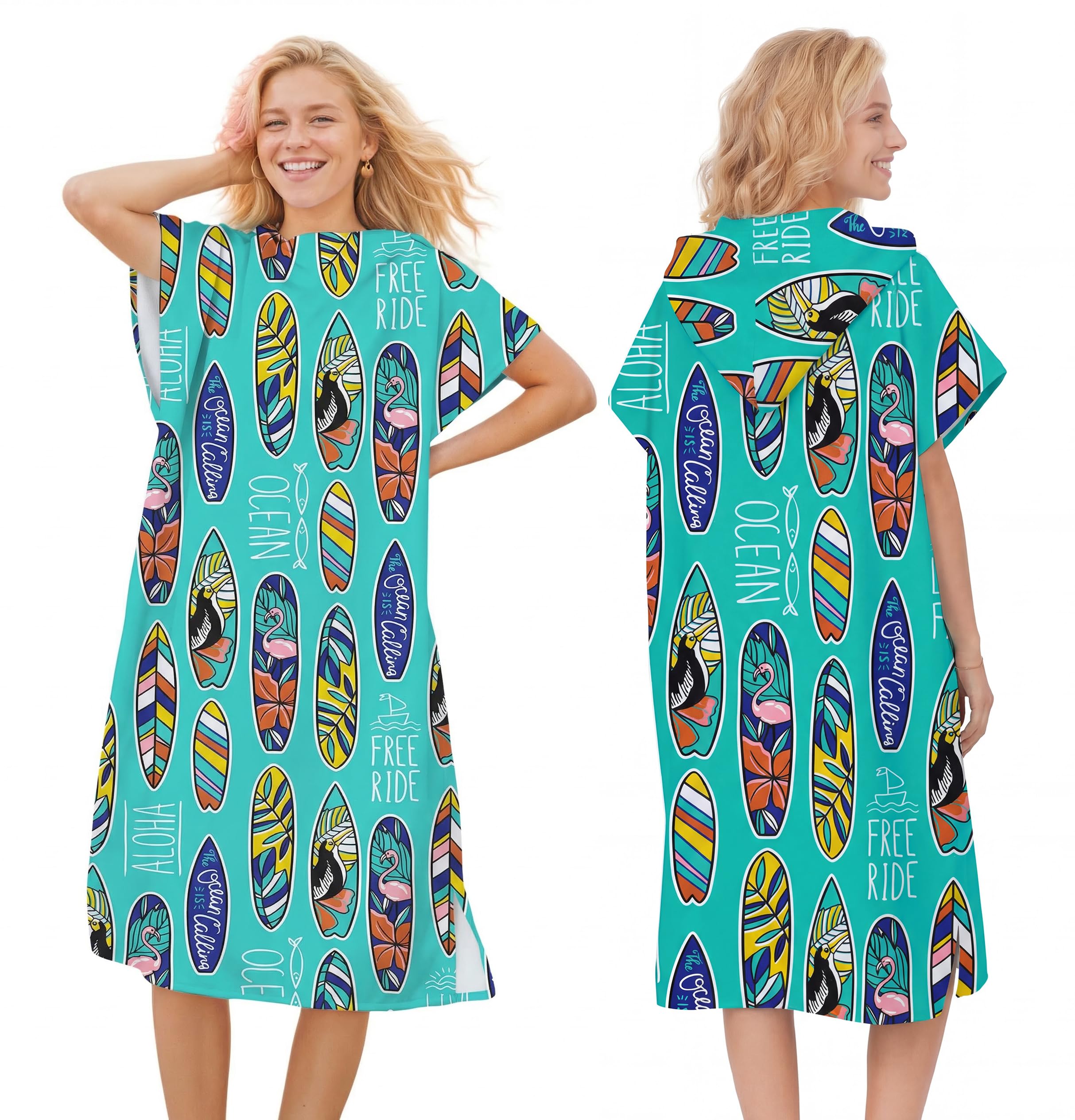 LOMTRATS Quick-drying Surf Poncho, Changing Towel, Bathrobe, Sports Towels for Swimmers,Hoodie for Adults,Swimming,Beach,Surfing,Diving,Bathing（Adult-L）