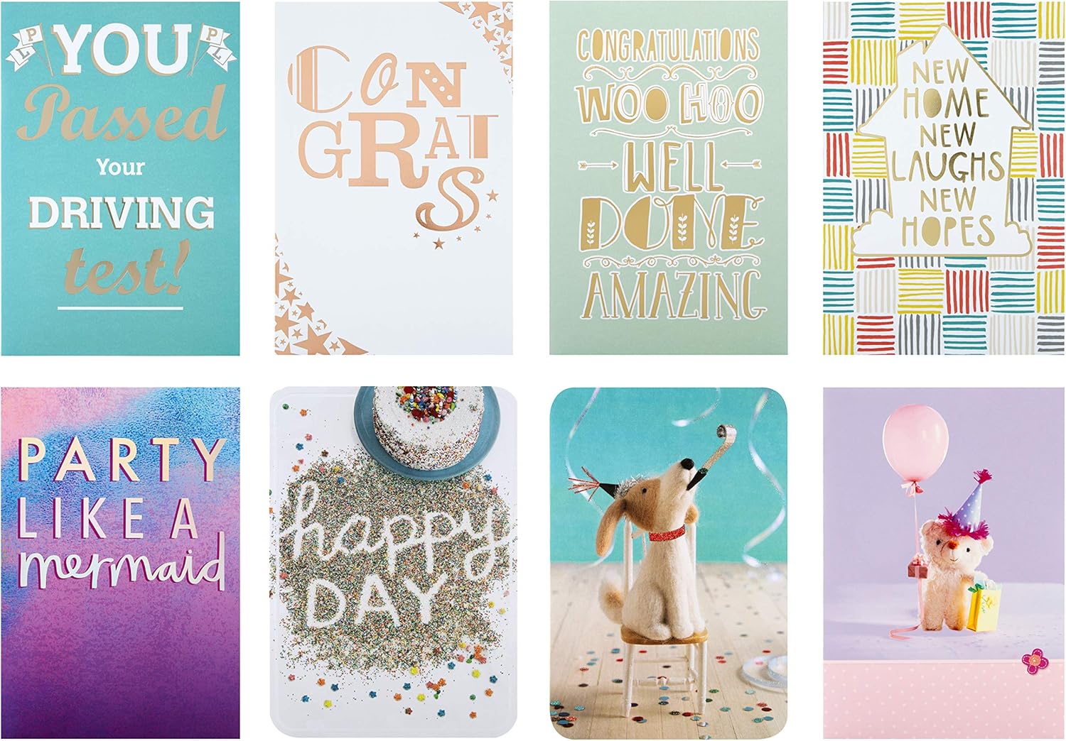 Congratulatory Card Bundle from Hallmark - 8 Cards in 8 Designs, Multicolour - Image 3