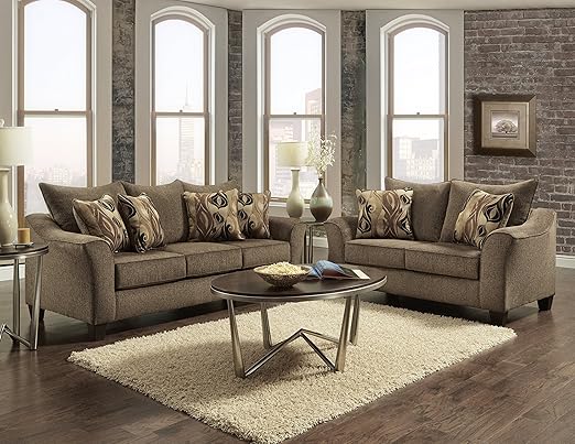 Amazon Com Roundhill Furniture Camero Cafe Sofa And Loveseat Set